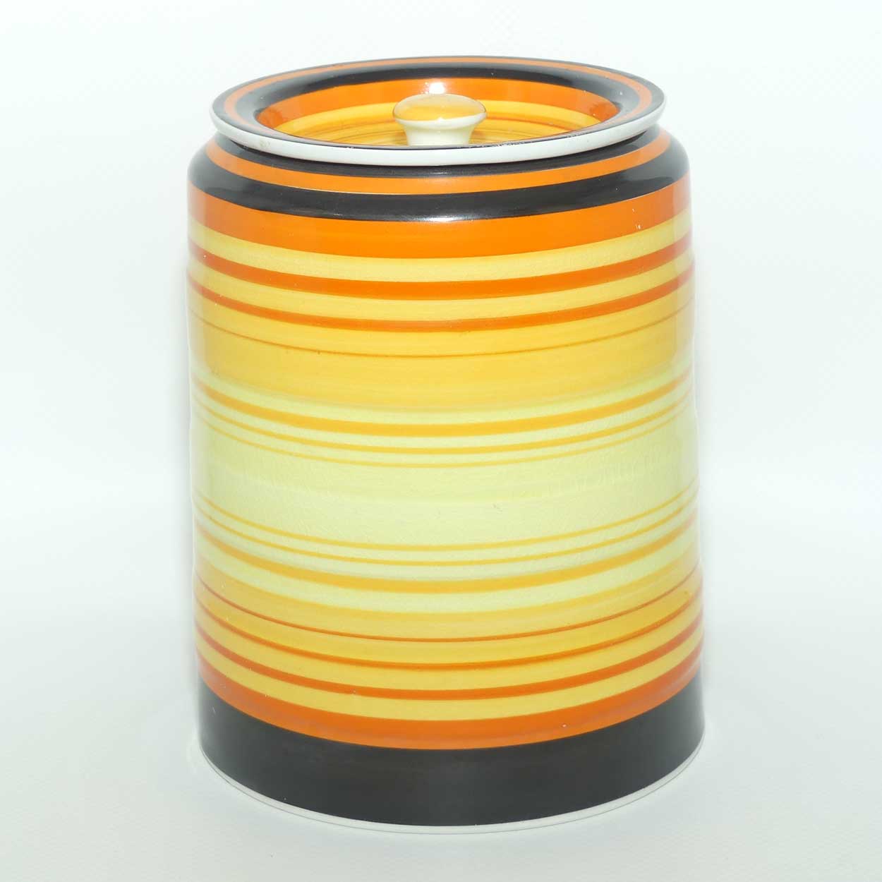 Art Deco Gray's Pottery Heavily Banded kitchen cannister