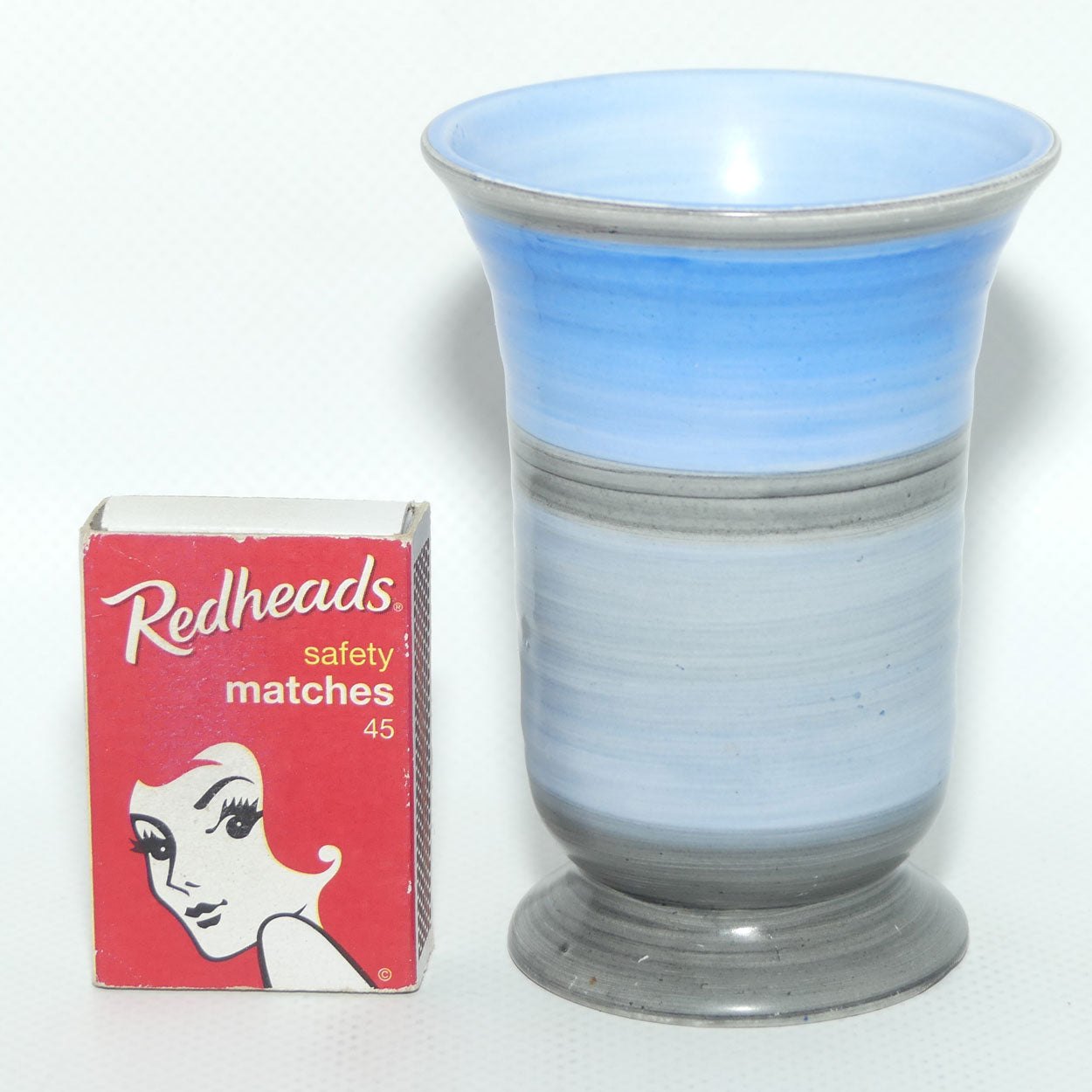 Shelley Harmony pattern | Blue and Grey banded design | mini vase 9.5cm tall