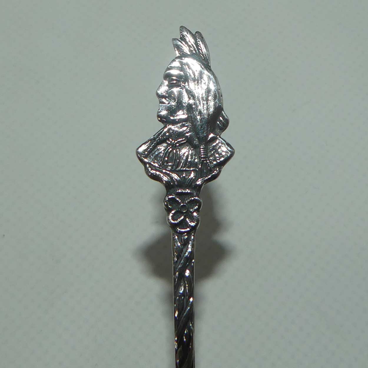 Sterling Silver Souvenir tea spoon | BANFF | Indian Chief motif
