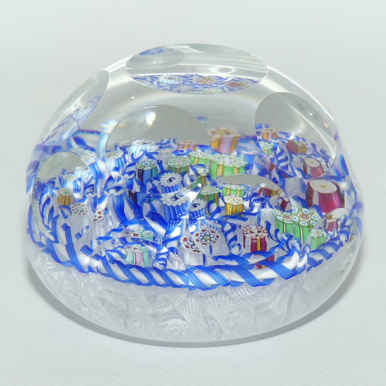 John Deacons Scotland Facetted Magnum Barbers Pole paperweight