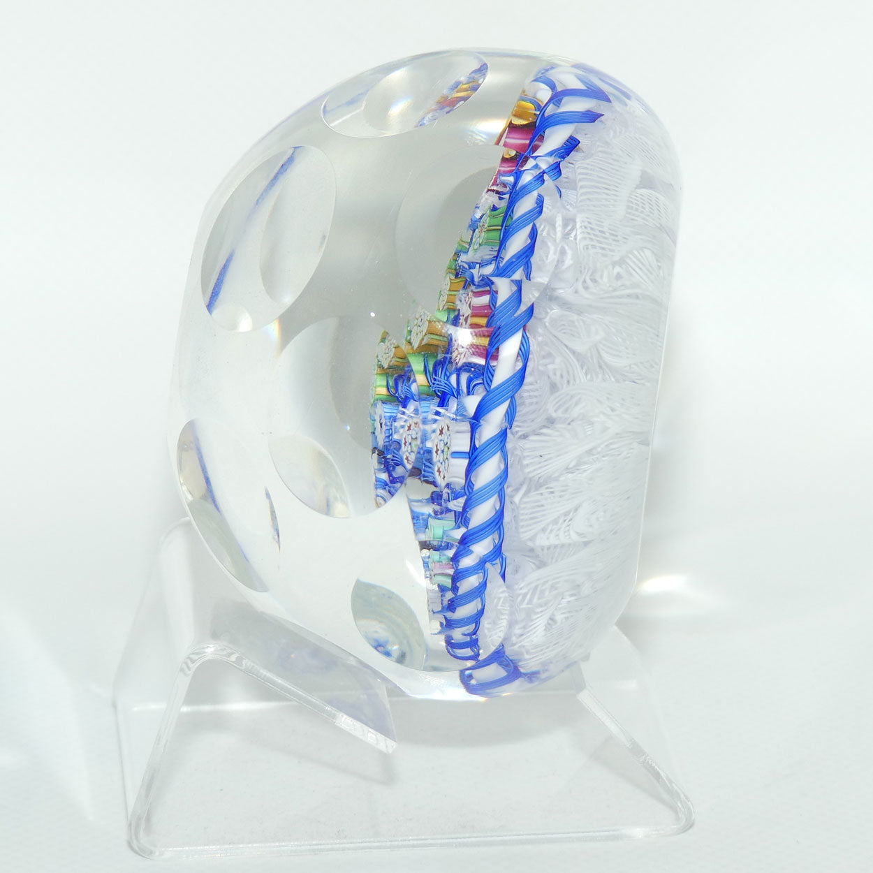 John Deacons Scotland Facetted Magnum Barbers Pole paperweight