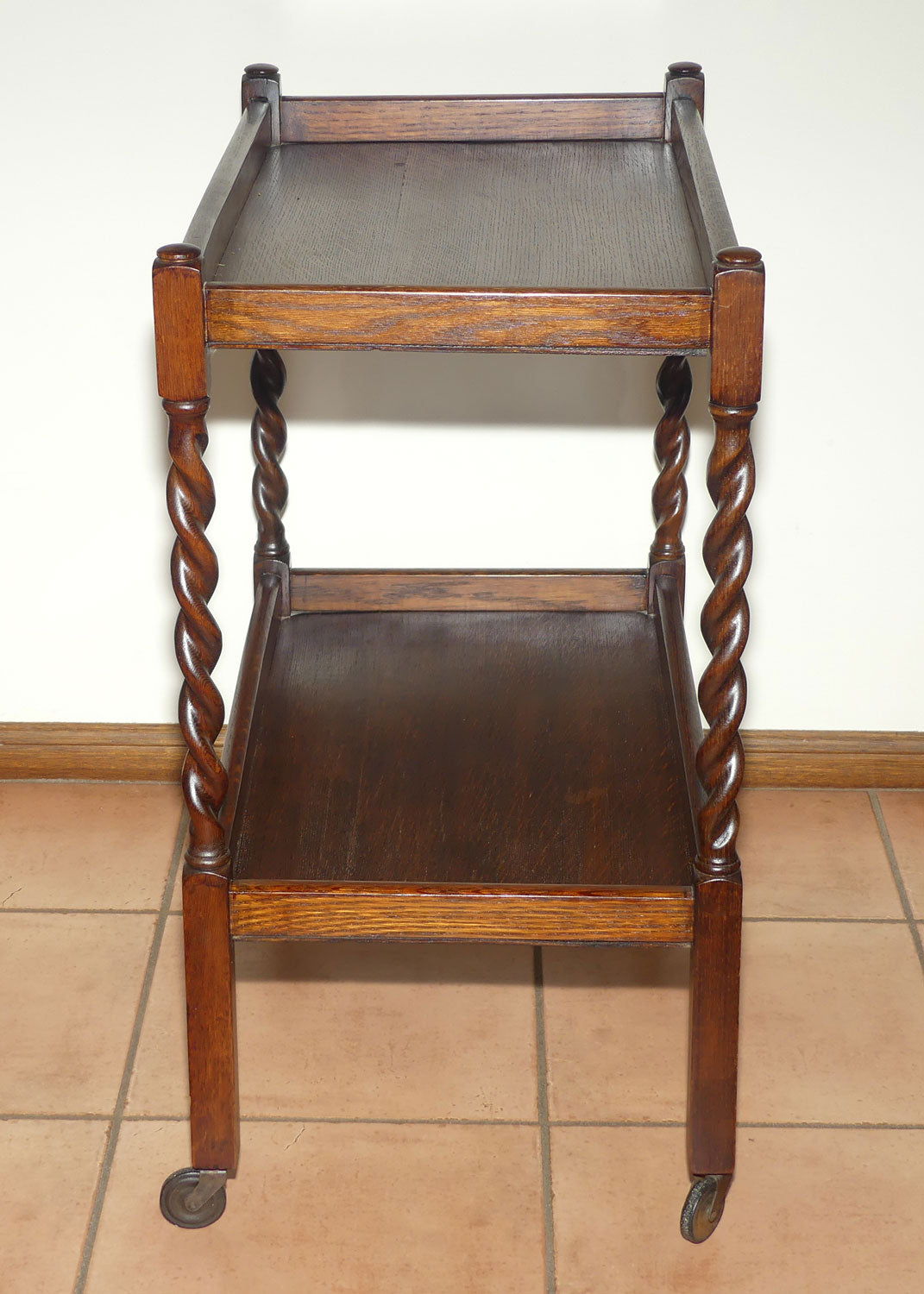 English Oak Barley Twist tea trolley | c.1920