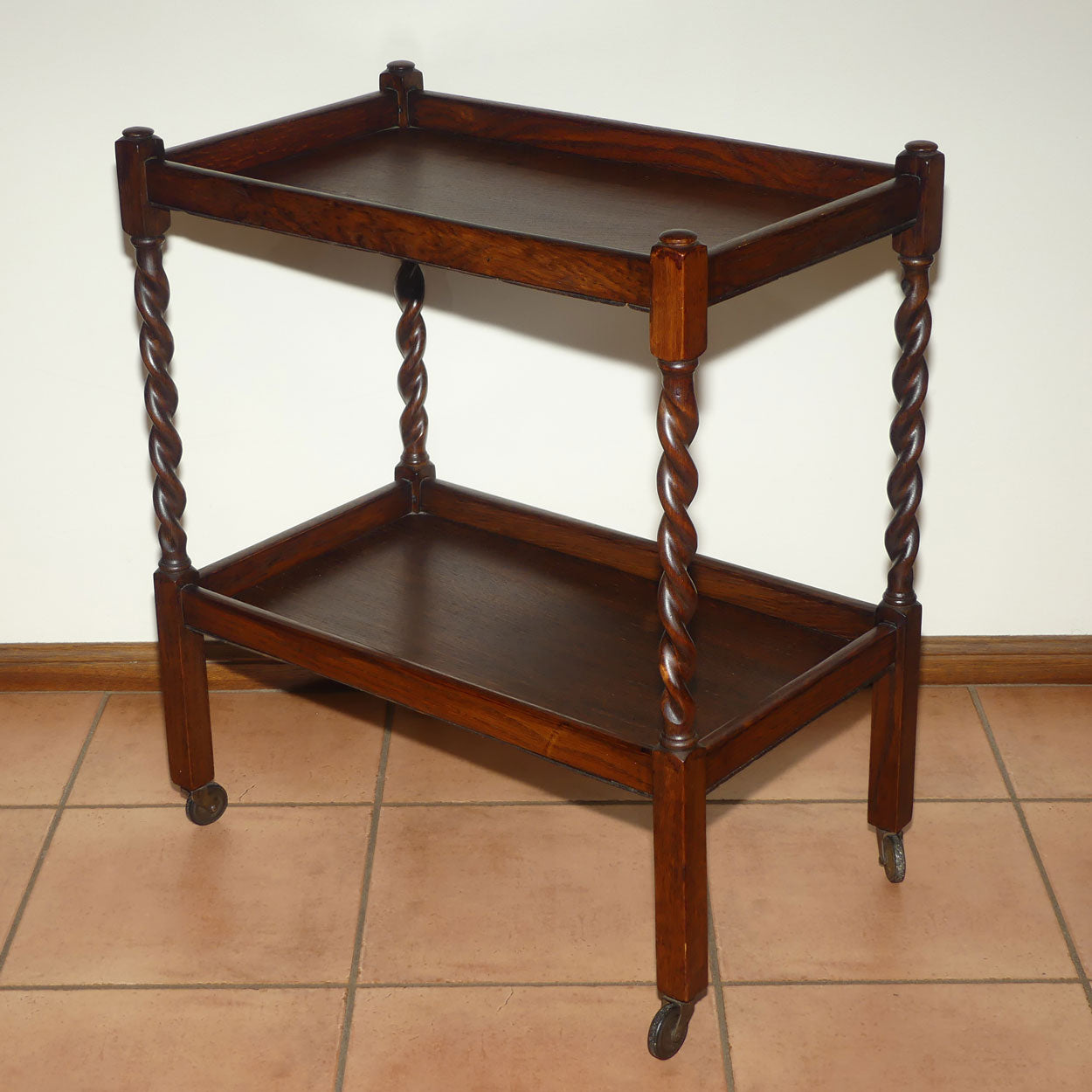 English Oak Barley Twist tea trolley | c.1920