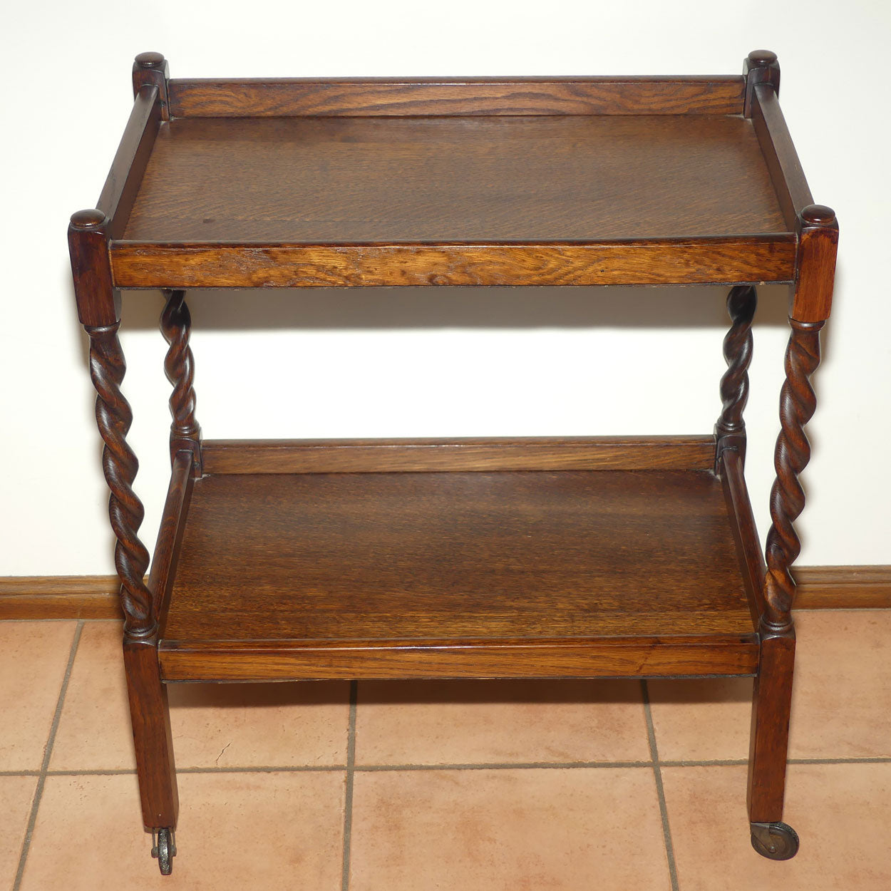 English Oak Barley Twist tea trolley | c.1920