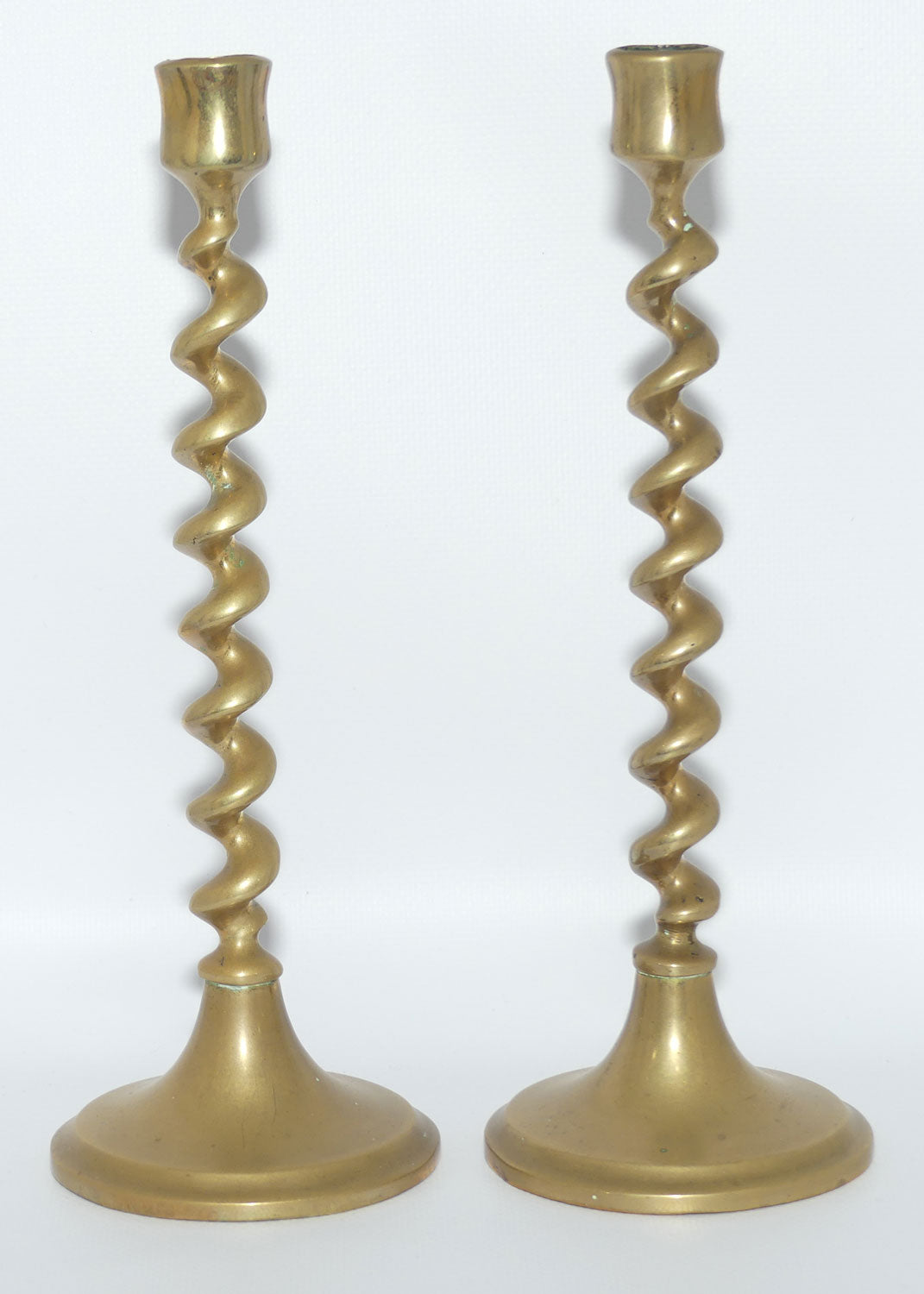 Pair Edwardian Brass Barley Twist candle sticks