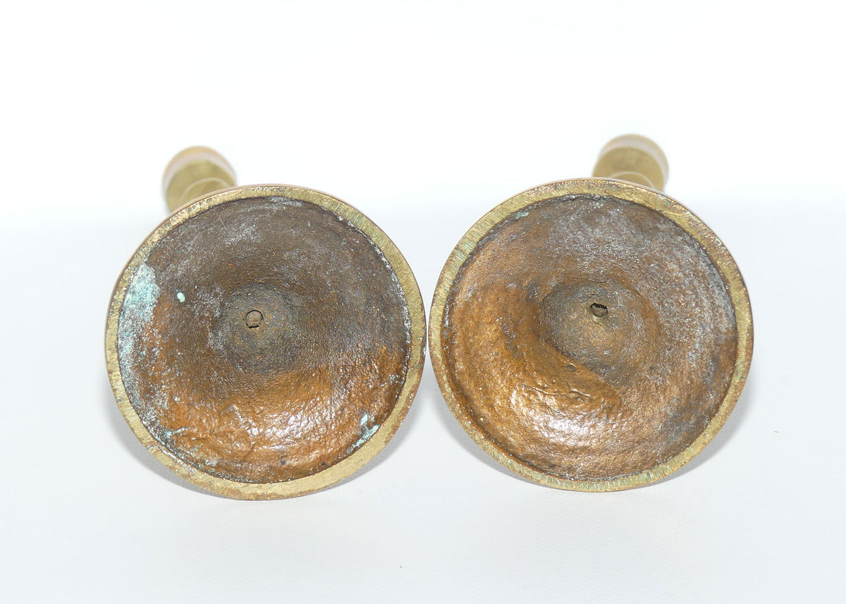 Pair Edwardian Brass Barley Twist candle sticks