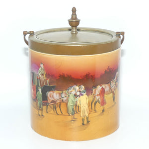 Royal Doulton Autumn | Red Sky Coaching Days biscuit barrel | EP lid