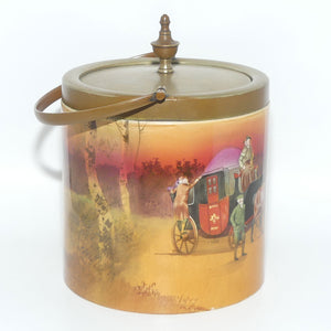 Royal Doulton Autumn | Red Sky Coaching Days biscuit barrel | EP lid