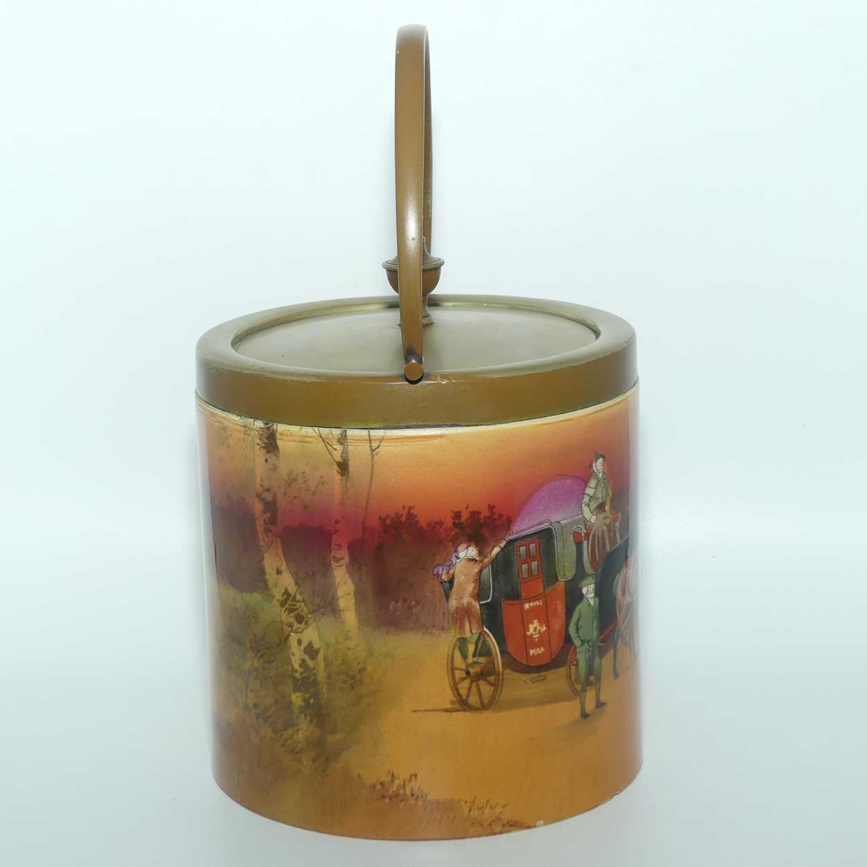 Royal Doulton Autumn | Red Sky Coaching Days biscuit barrel | #2 | worn EP lid