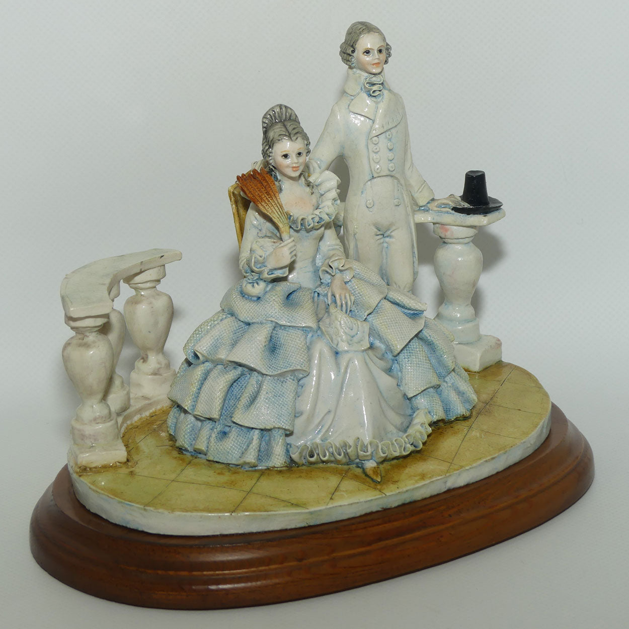 Casabianca ADL Italy CapoDimonte figure of Victorian couple on wooden