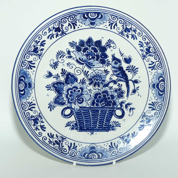  Delft フラワーモチーフ プレート 1905年製 Delft Blue Holland Blue and White Floral Basket with Bird plate | 21cm