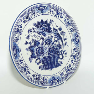 Delft Blue Holland Blue and White Floral Basket with Bird plate | 21cm