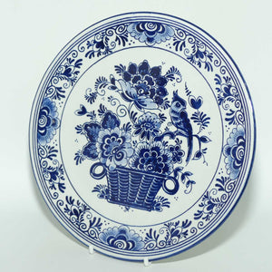 Delft Blue Holland Blue and White Floral Basket with Bird plate | 21cm