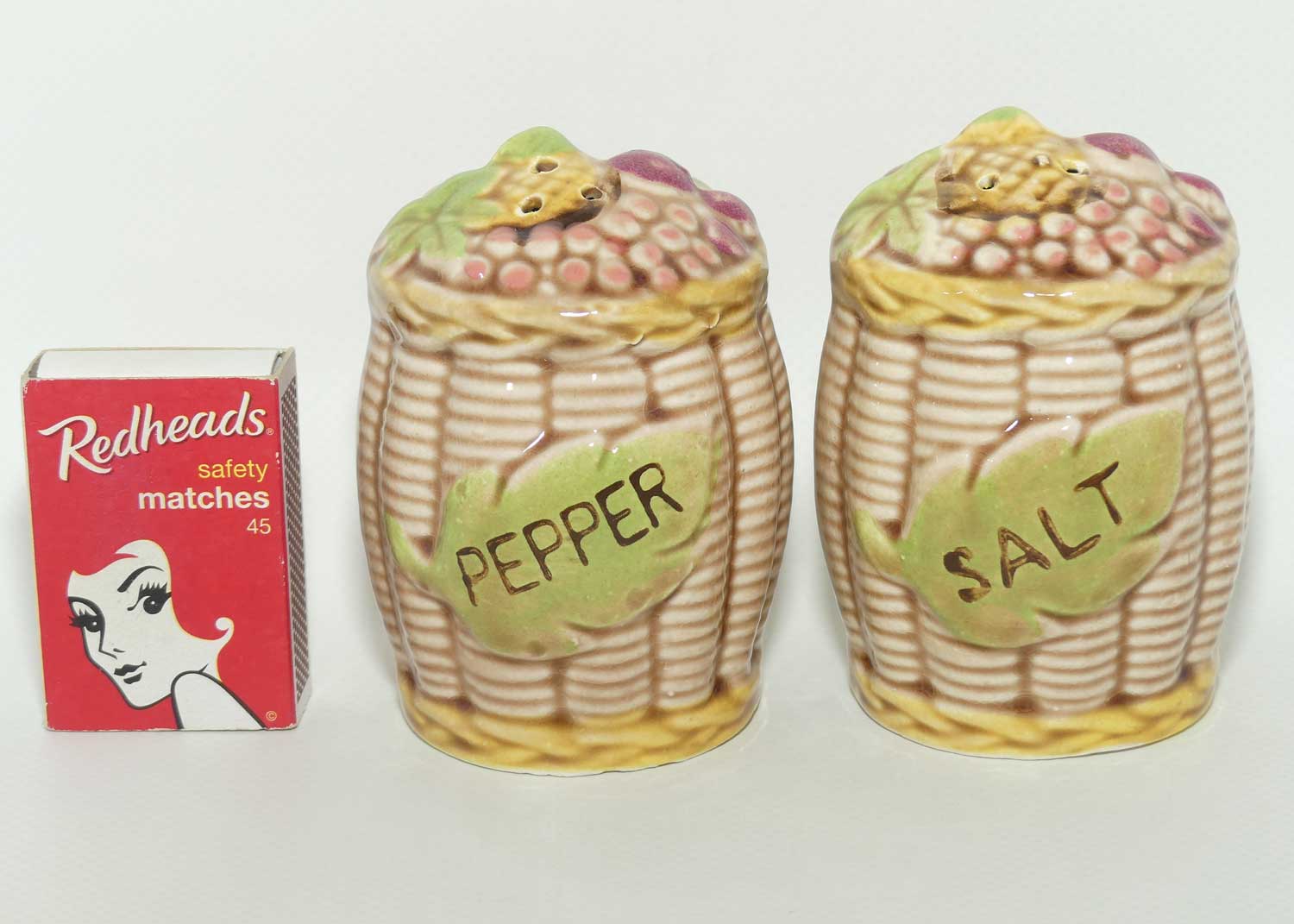 Novelty 1950's Japan Basket of Fruit salt and pepper shakers