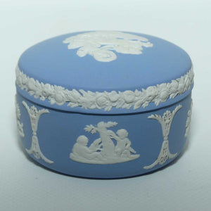 Wedgwood Jasper | White on Pale Blue | Aurora Bean Shape trinket | fancy edge and base