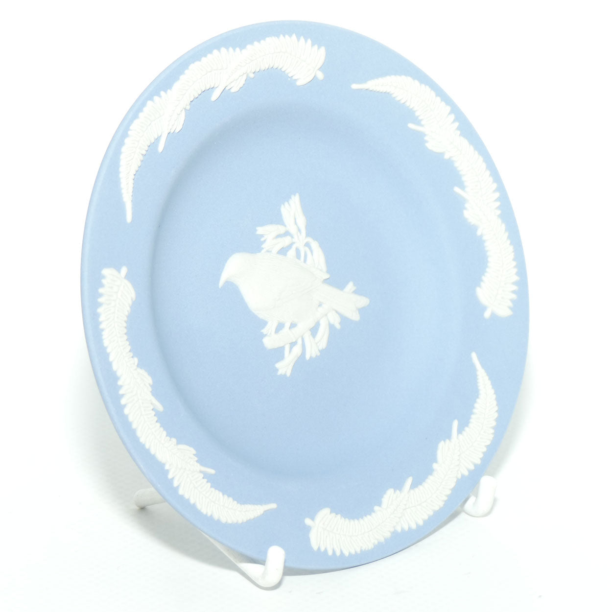 Wedgwood Jasper | New Zealand Fauna | White on Pale Blue | Bell Bird Plate | Boxed