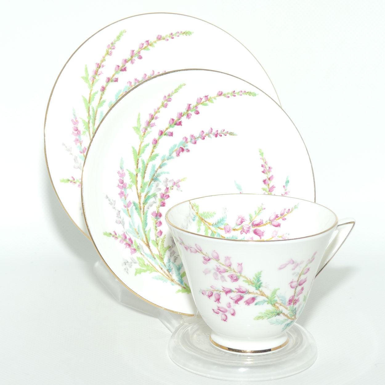 Royal Doulton Bell Heather pattern | tea trio
