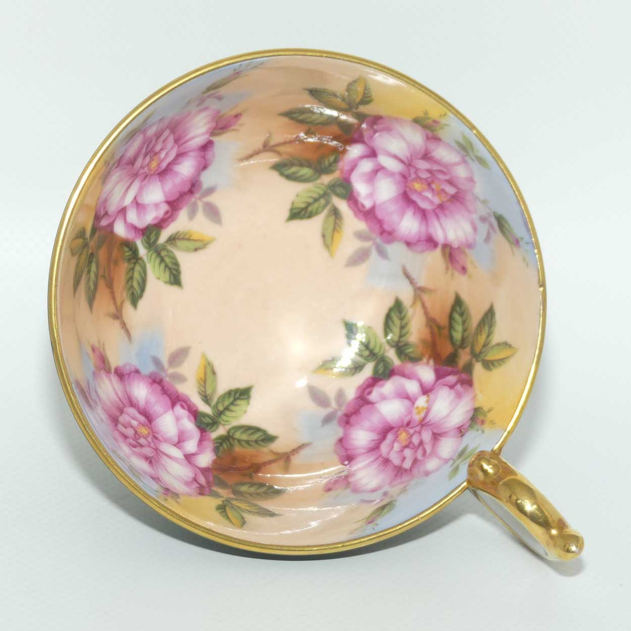 Aynsley Floral tea duo | Cabbage Rose | Green with Floral inside cup