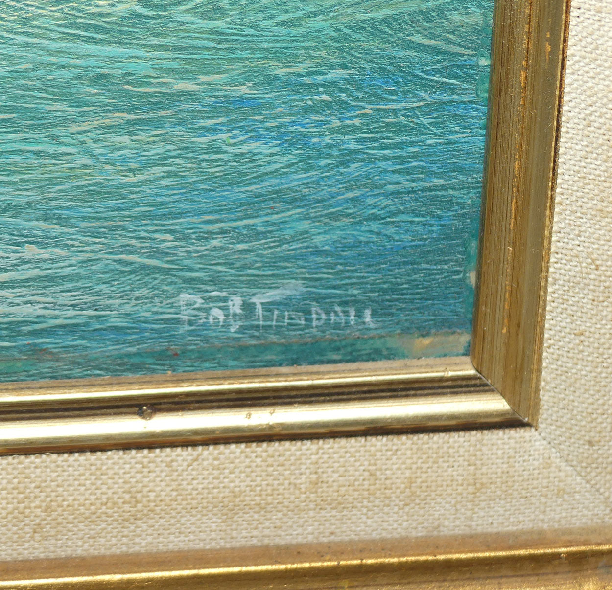 Bob Tindall original artwork | large Gilt Framed Oil on Board entitled Making Her Easting