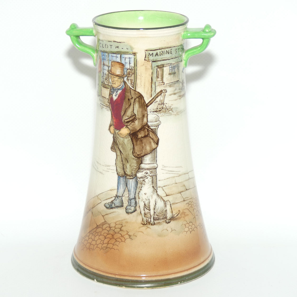 Royal Doulton Dickensware twin handle vase | Bill Sykes | early version