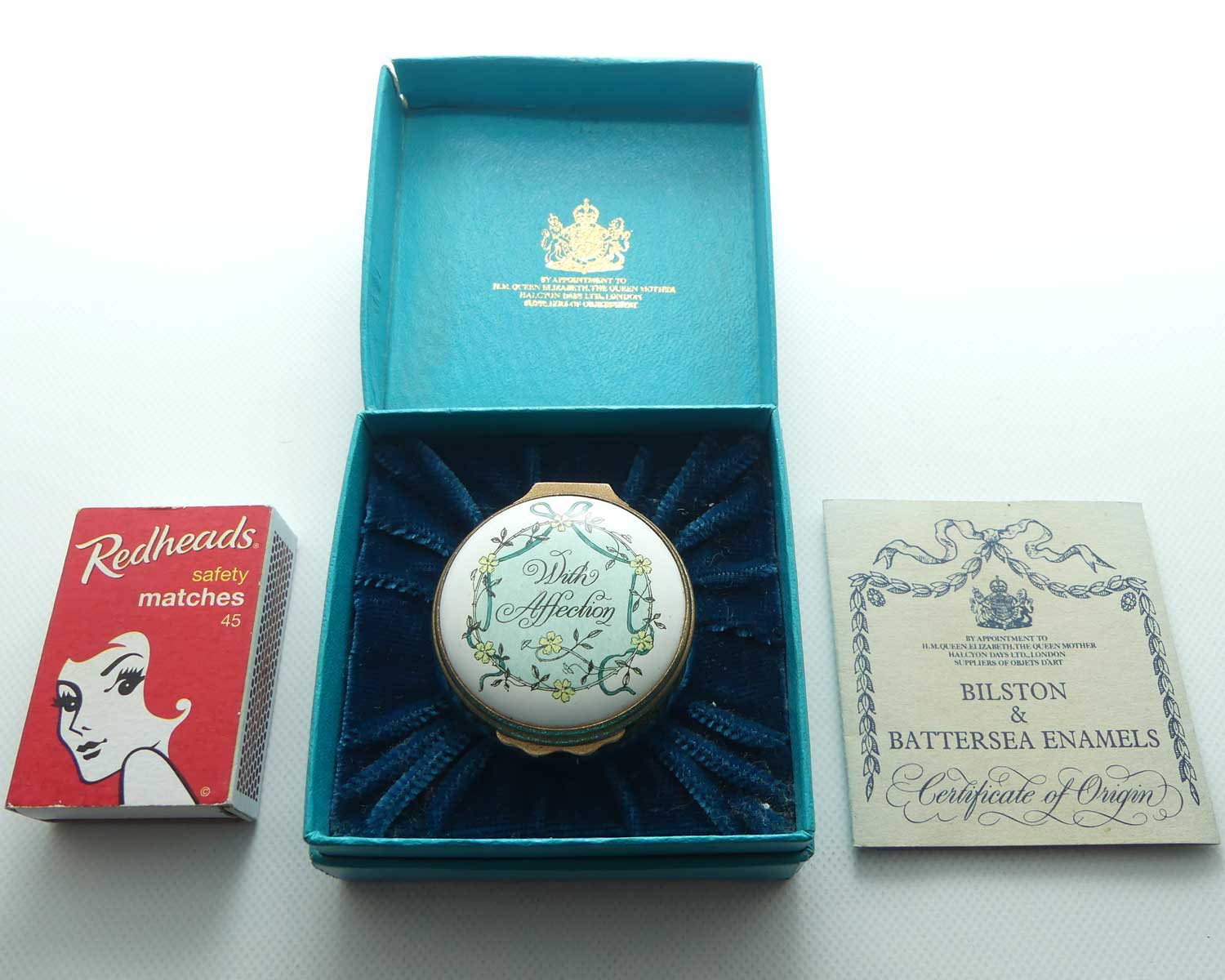 Bilston and Battersea | enamel trinket box | With Affection