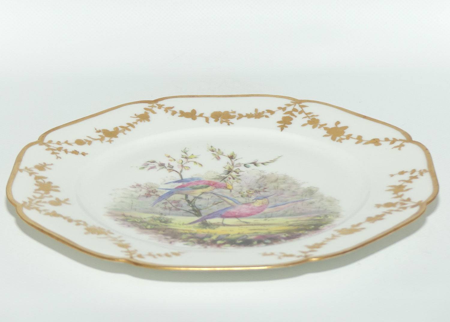Early Australian China Painted gilt border plate decorated with Asiatic Pheasants | by Ethel L Thomas 1906