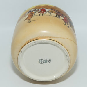 Royal Doulton Coaching Days biscuit barrel | EP lid and handle