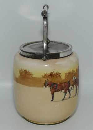 Royal Doulton Coaching Days biscuit barrel | EP lid and handle D2716