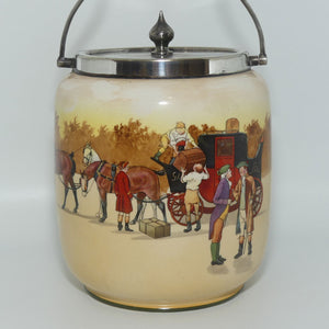 Royal Doulton Coaching Days biscuit barrel | EP lid and handle D2716