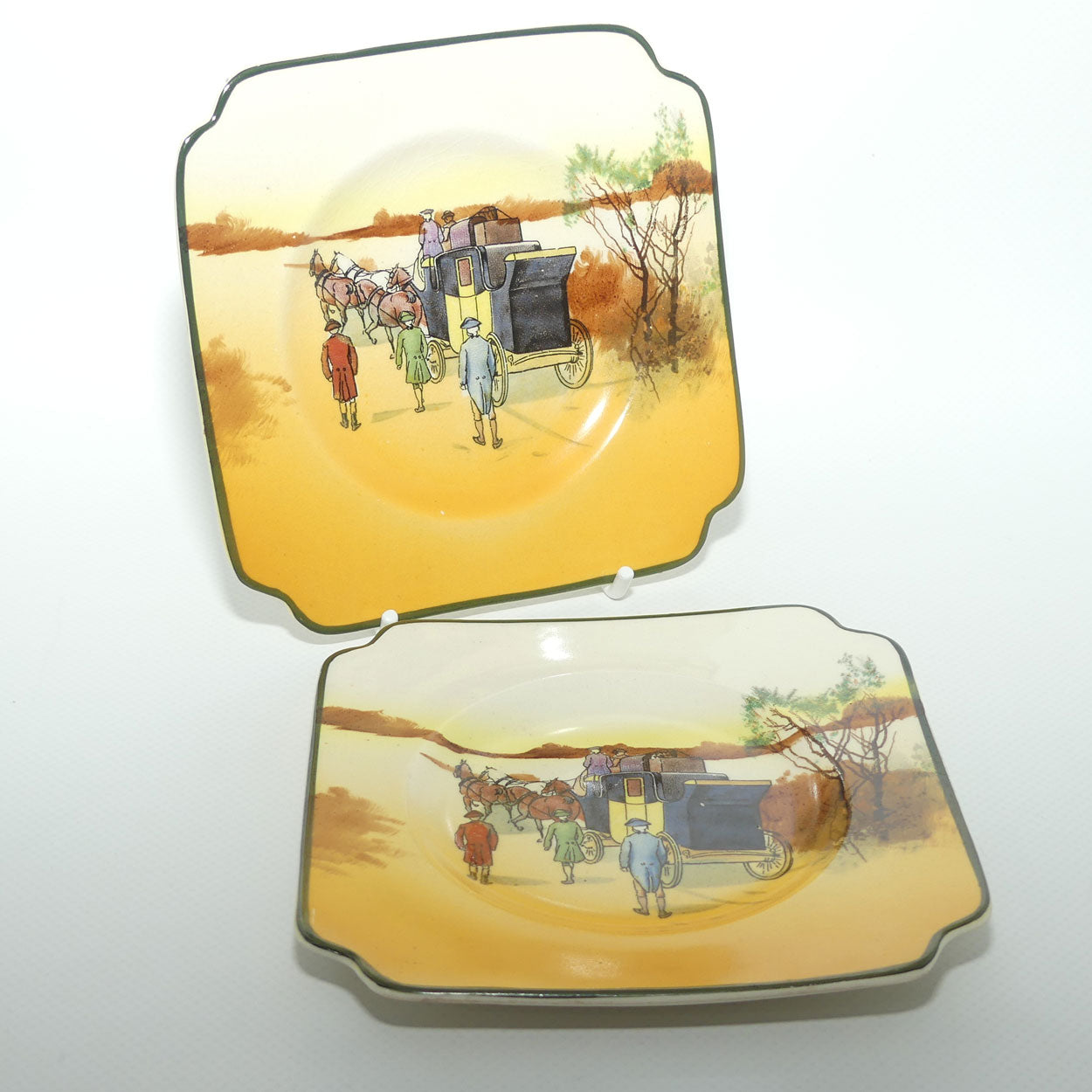 Royal Doulton Coaching Days pair of square tea plates | Scene 12