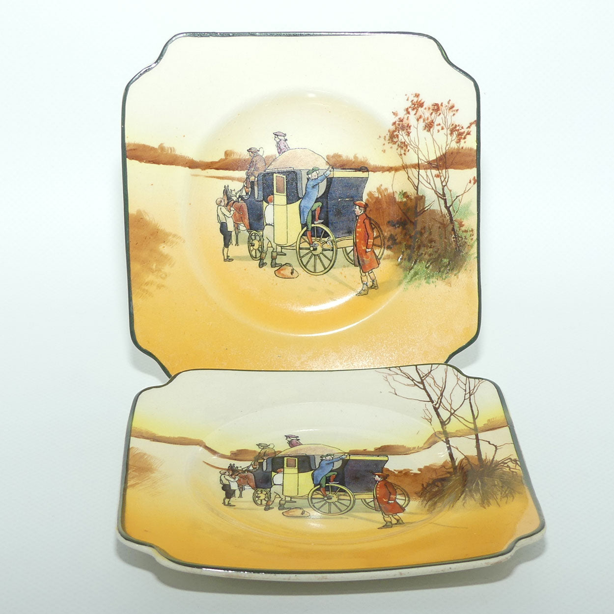 Royal Doulton Coaching Days pair of square tea plates | Scene 4