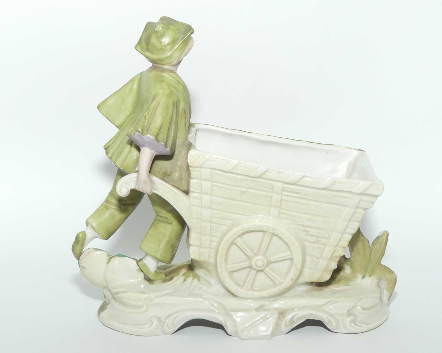 Victorian Bisque trough | Boy pushing Cart | minor fault