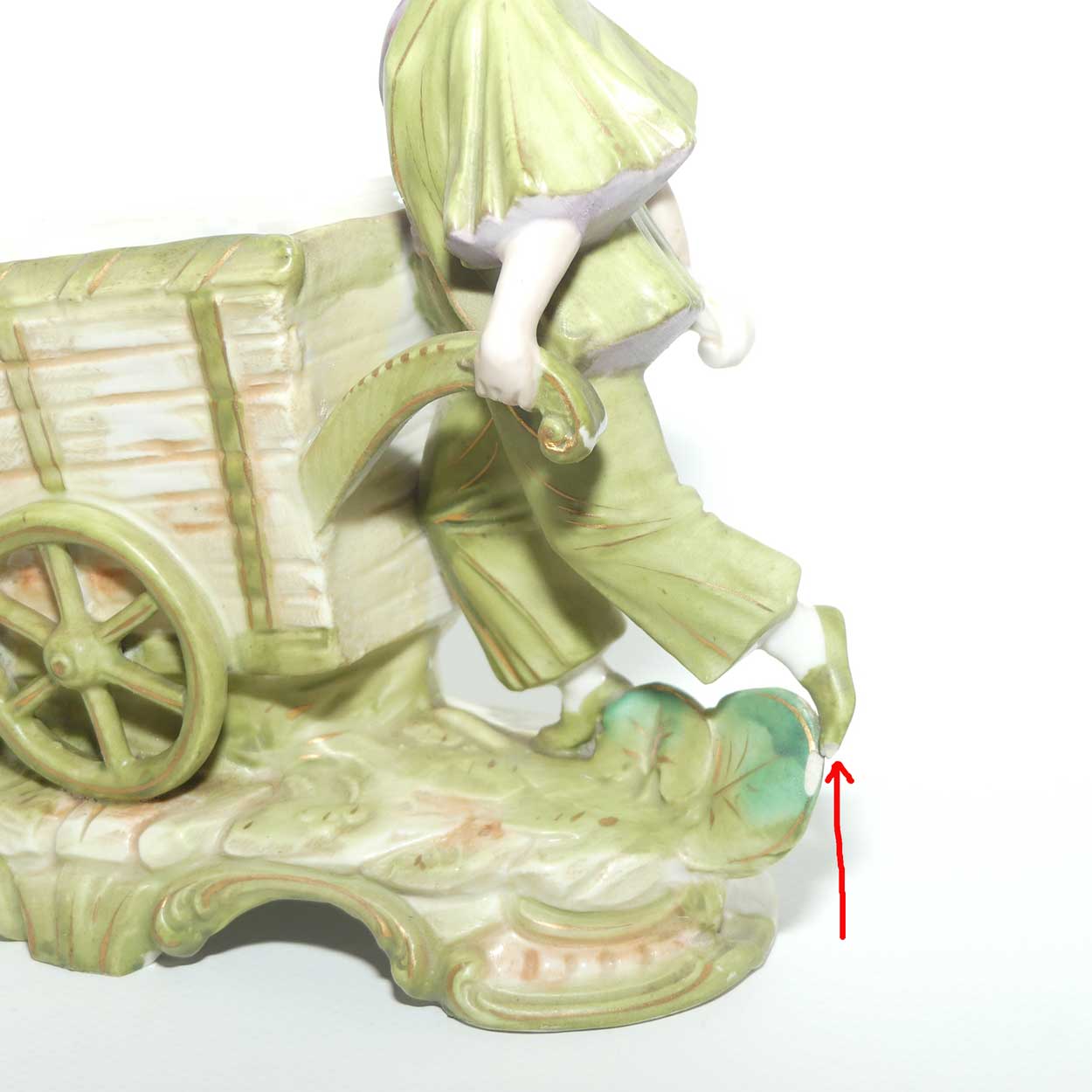 Victorian Bisque trough | Boy pushing Cart | minor fault