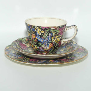 Royal Winton Grimwades Chintz Black Crocus trio