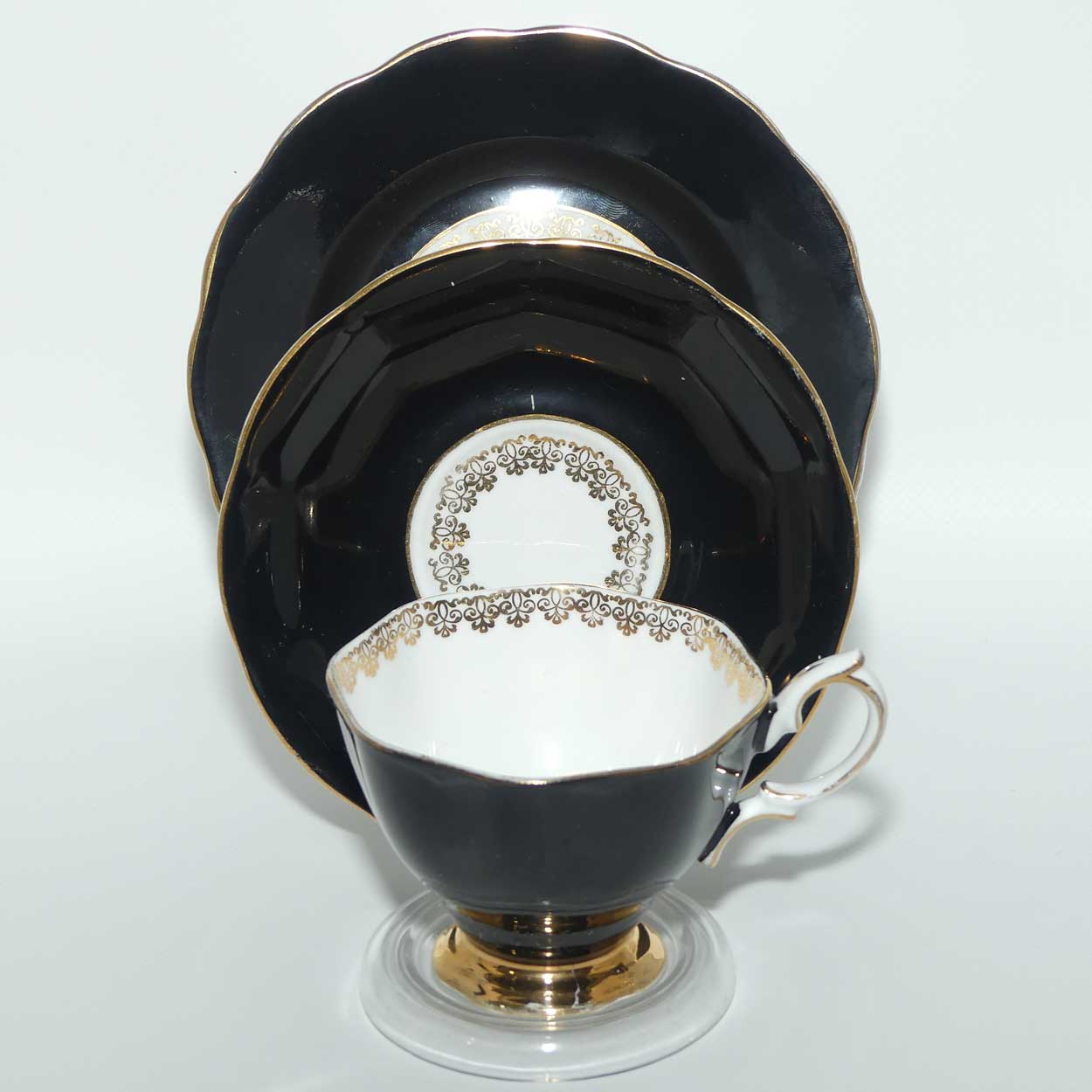 Royal Albert trio | Mid Century era Black and gilt trim