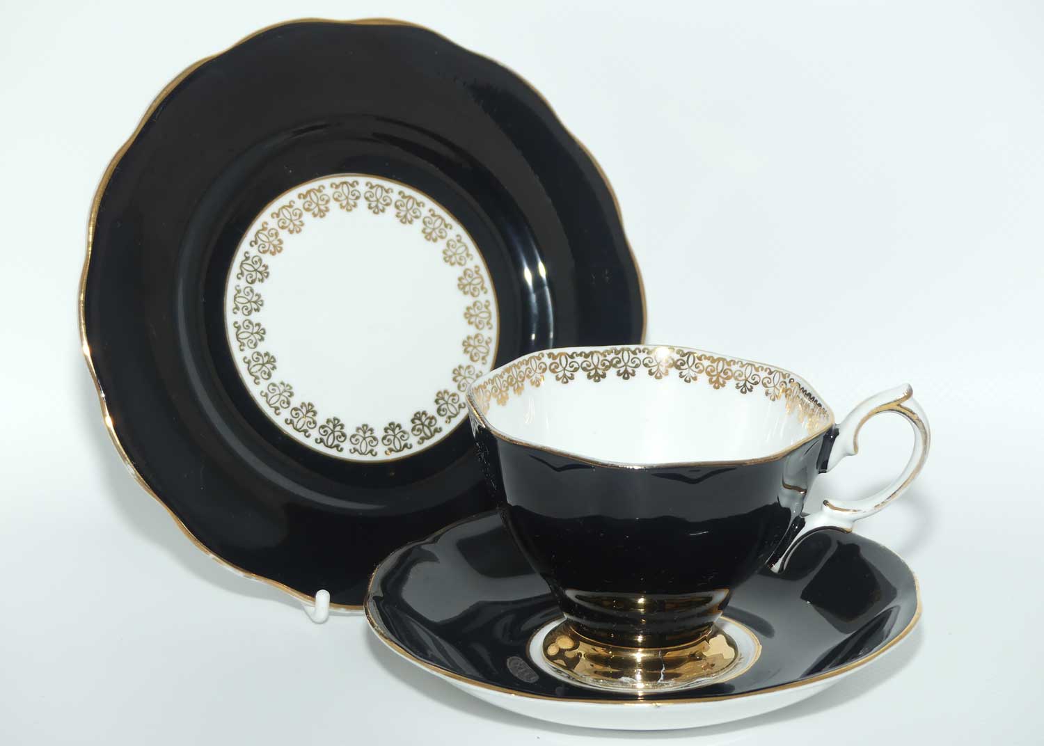 Royal Albert trio | Mid Century era Black and gilt trim