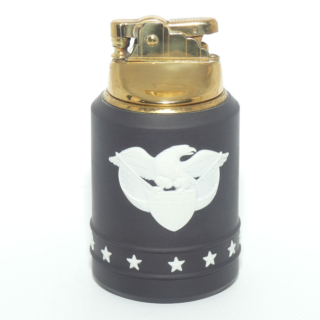 Wedgwood Jasper | White on Black | Eagle Stars and Stripes table lighter