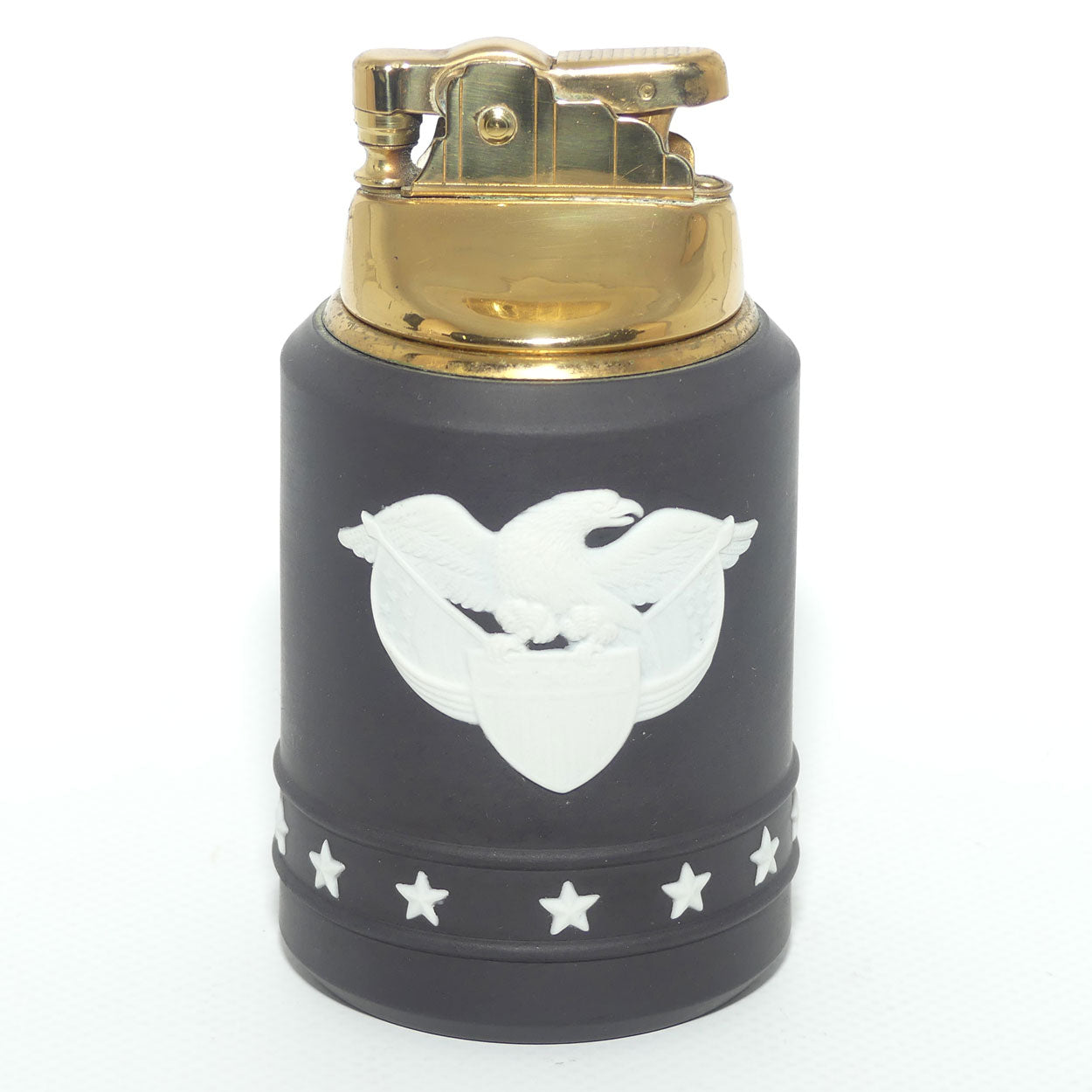 Wedgwood Jasper | White on Black | Eagle Stars and Stripes table lighter
