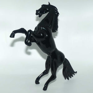 Exceptional Murano Glass Black Rearing Horse | Dancing Stallion | signed Formia Murano