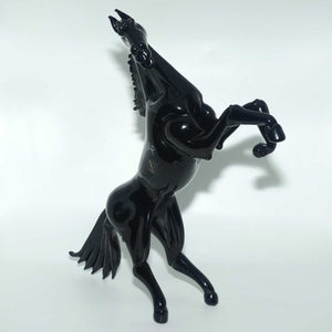 Exceptional Murano Glass Black Rearing Horse | Dancing Stallion | signed Formia Murano