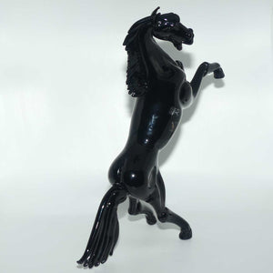 Exceptional Murano Glass Black Rearing Horse | Dancing Stallion | signed Formia Murano