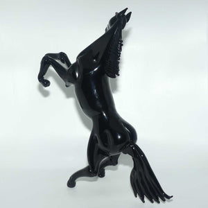 Exceptional Murano Glass Black Rearing Horse | Dancing Stallion | signed Formia Murano