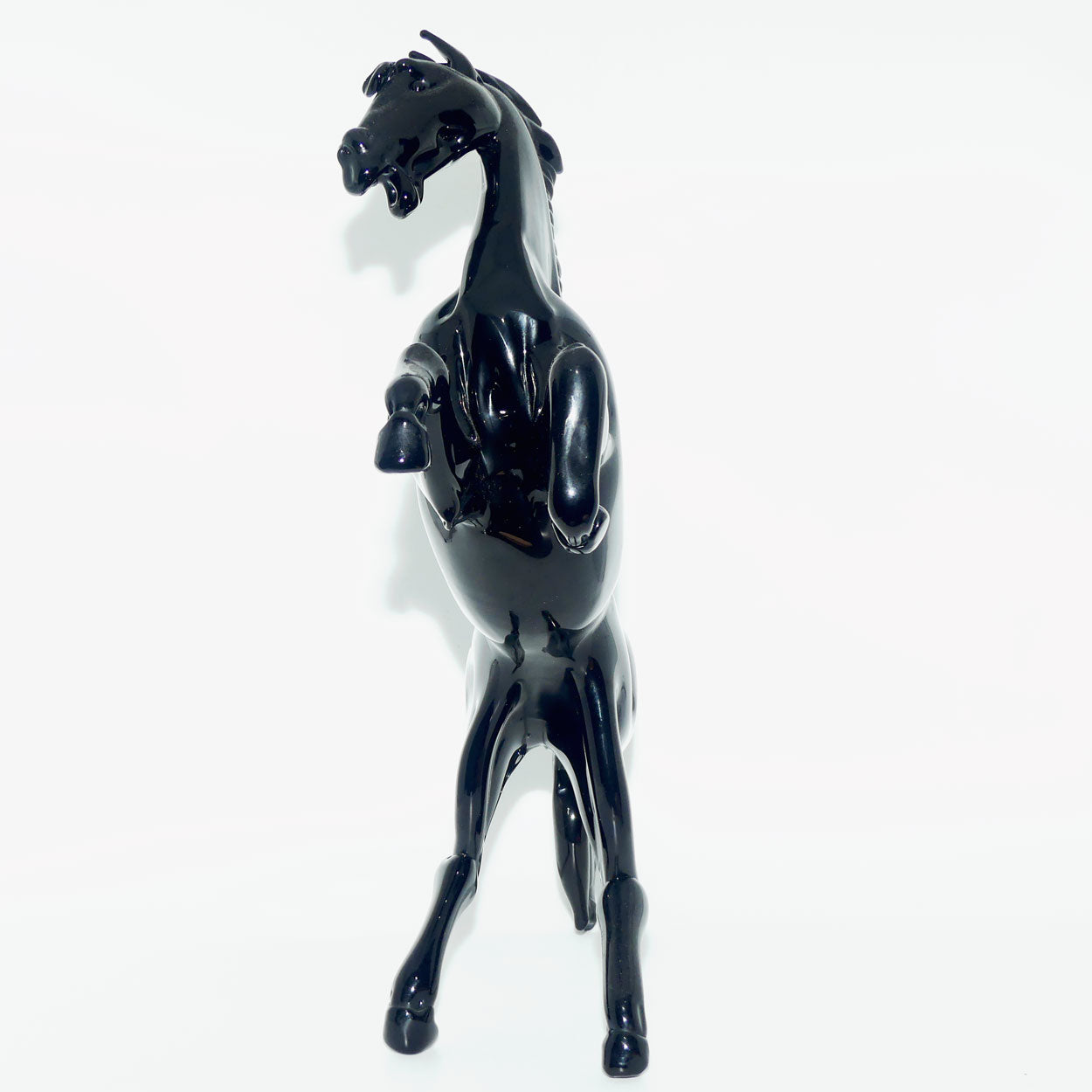 Exceptional Murano Glass Black Rearing Horse | Dancing Stallion | signed Formia Murano