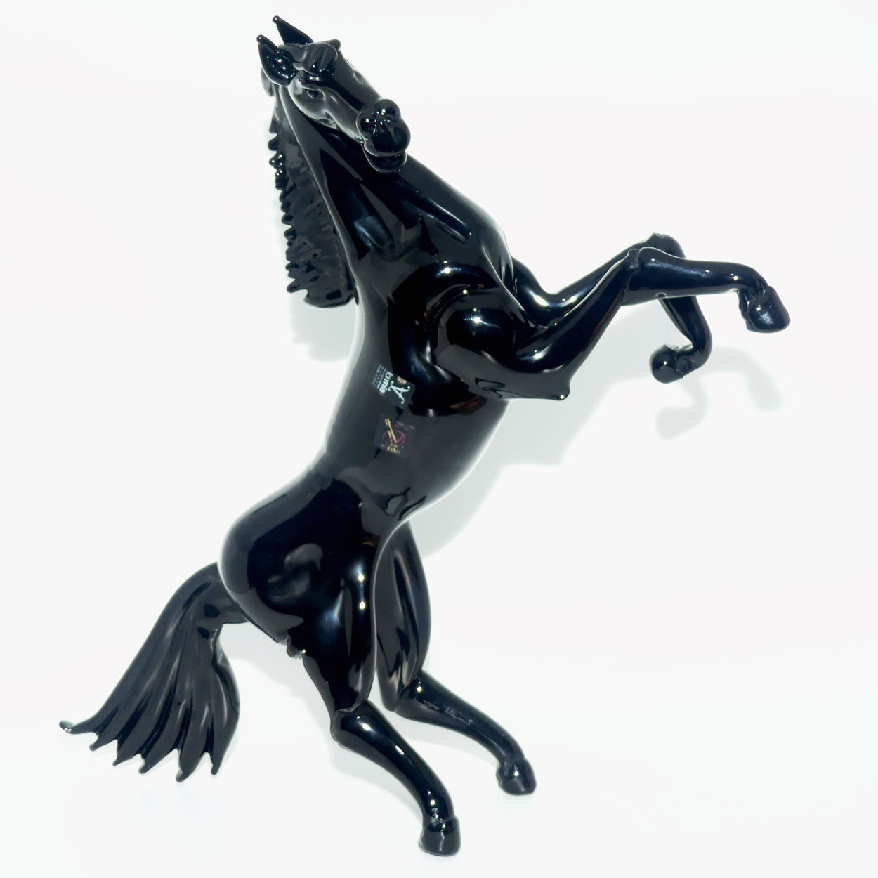 Exceptional Murano Glass Black Rearing Horse | Dancing Stallion | signed Formia Murano