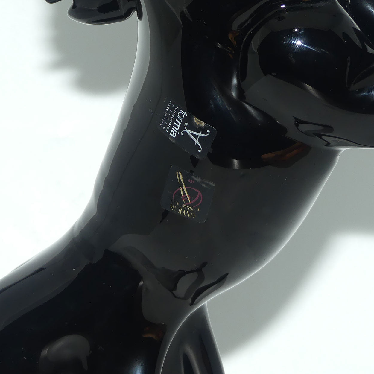 Exceptional Murano Glass Black Rearing Horse | Dancing Stallion | signed Formia Murano