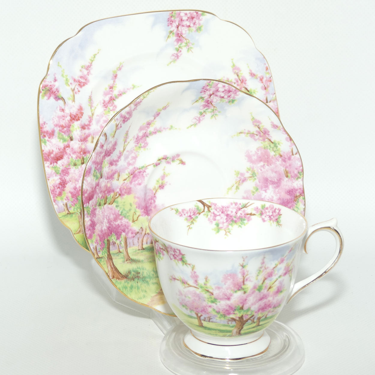 Royal Albert England Blossom Time tea trio | Malvern shape