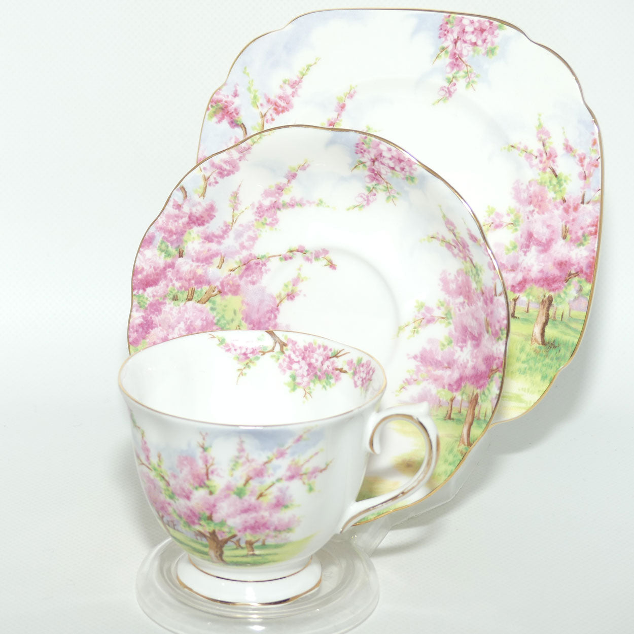 Royal Albert England Blossom Time tea trio | Malvern shape