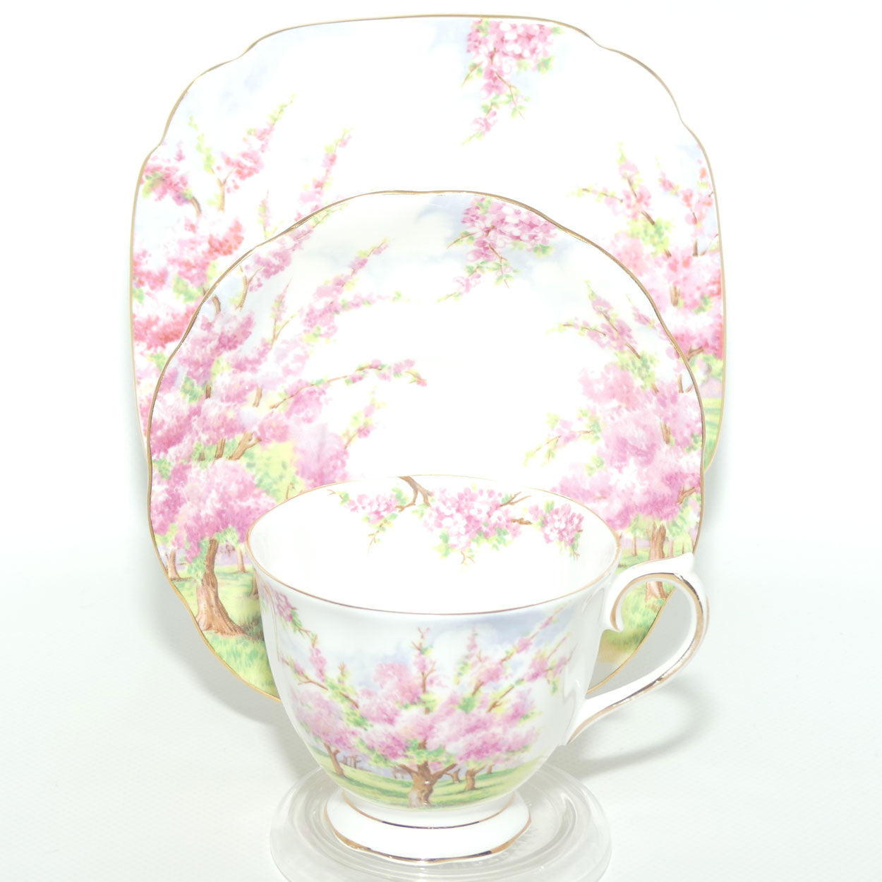 Royal Albert England Blossom Time tea trio | Malvern shape