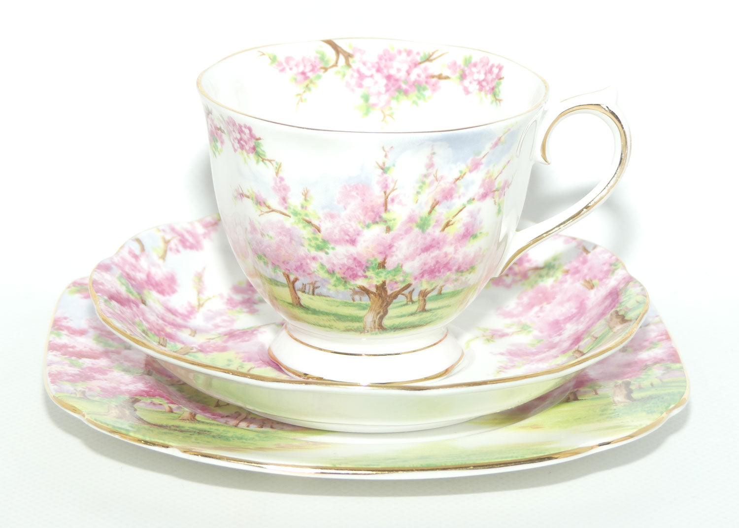 Royal Albert England Blossom Time tea trio | Malvern shape