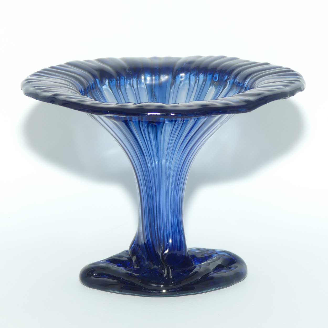Peter Crisp Art Glass Blue Flower vase | signed Crisp